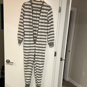 Gray and White Striped Onesie